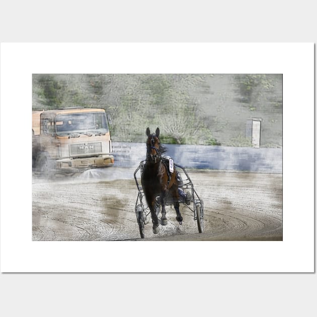 harness horse cart racing 03 Wall Art by hottehue